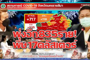 17 คลัสเตอร์ พ่นพิษทำติดเชื้อทั้งเมือง ยอดระบาดแรงไม่หยุดล่าสุด  835ราย คณะกรรมการโรคติดต่อตื่นจากฝัน ขันน๊อตวางมาตรการผ่อนปรน!!(คลิกอ่าน)