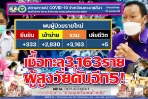ติดเชื้อพุ่งอีก 3,163ราย  หนุ่มน้อยวัย 27ฉีดวัคซีน 2 เข็ม เป็นโรคเลือดอุดตันในสมอง ดับพร้อมผู้เฒ่าอีก 4 ราย!!(คลิกอ่าน)