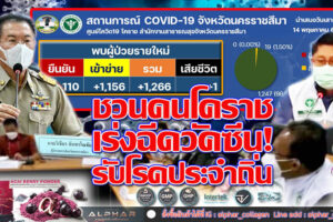 ฉีดเข็ม 3 กระตุ้นภูมิคุ้มกัน  เพื่อประกาศโควิดเป็น “โรคประจำถิ่น” ติดเชื้อยังทรง 1,266 ราย  ผู้สูงวัยสังเวยเชื้อ อีก 1 ราย (คลิกอ่าน)